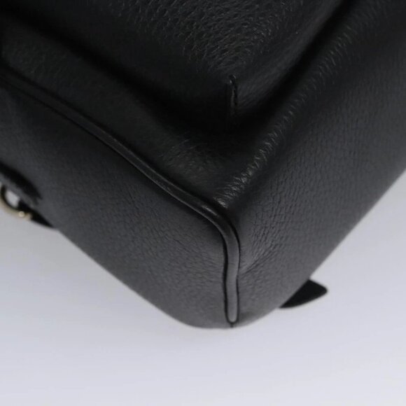 GUCCI Chain Interlocking Backpack Leather Gold Black 536192 Auth 115987AV - Picture 11 of 16